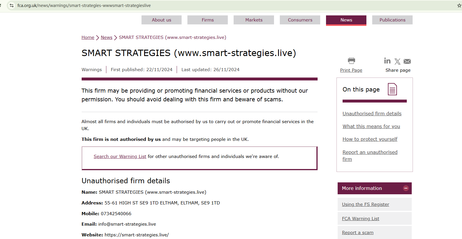 SMART STRATEGIES SCAM